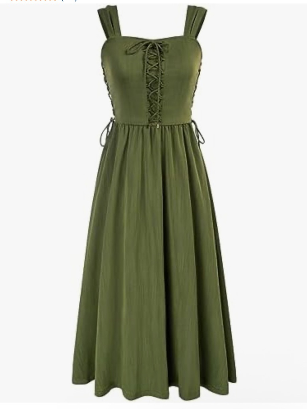 Scarlet Darkness Renaissance Lace-up Bodice Flared Midi Dress Olive Green Size S - Picture 7 of 14